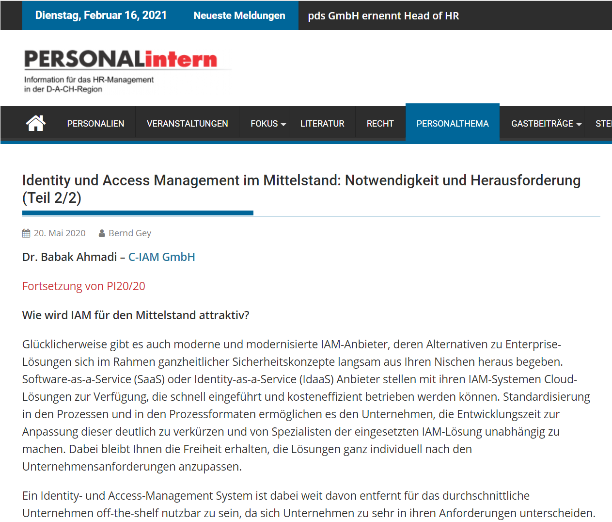 Identity und Access Management im Mittelstand: Notwendigkeit und Herausforderung